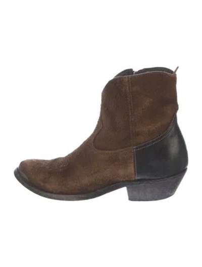 Pre-owned Golden Goose Suede Western Boots In Brown