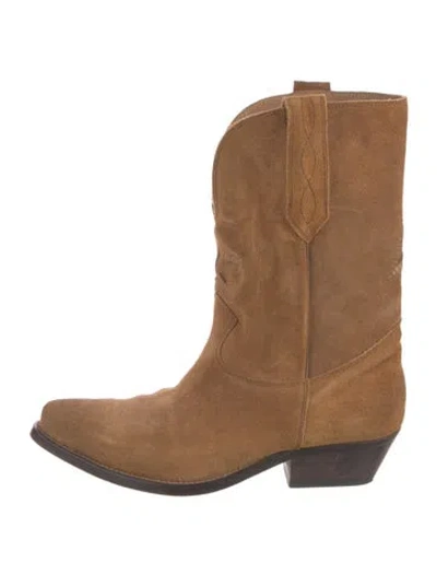 Pre-owned Golden Goose Suede Western Boots In Brown