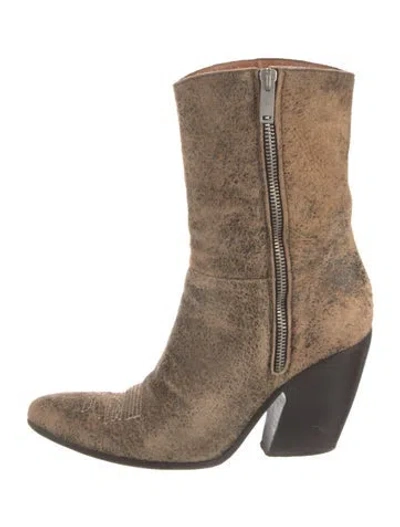 Pre-owned Golden Goose Suede Western Boots In Brown