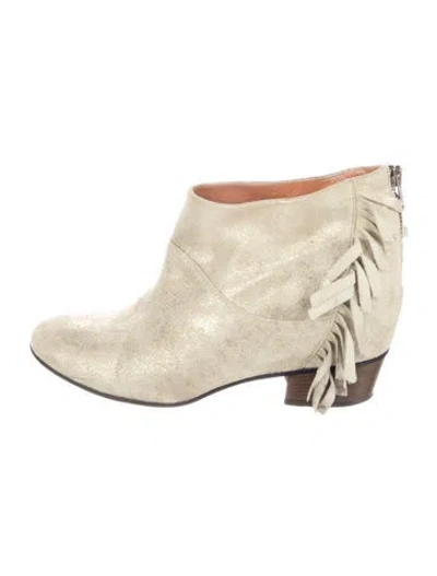 Pre-owned Golden Goose Suede Western Boots In Neutral