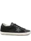Golden Goose Super-star Black Low Trainer With Rhinestones In Black