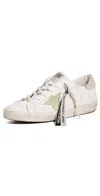 Golden Goose Super Star Bio Based Upper Suede Star And Heel Sneakers White/light Green/antique Pink In White/light Green/antique Pink