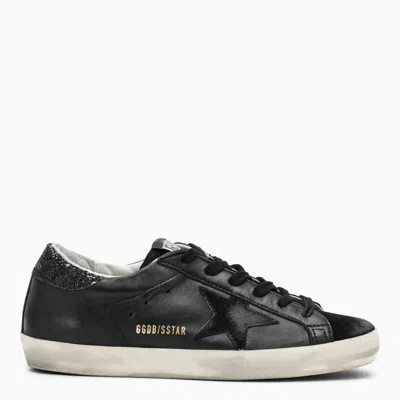 GOLDEN GOOSE GOLDEN GOOSE  SUPER-STAR BLACK LOW TRAINER WITH RHINESTONES