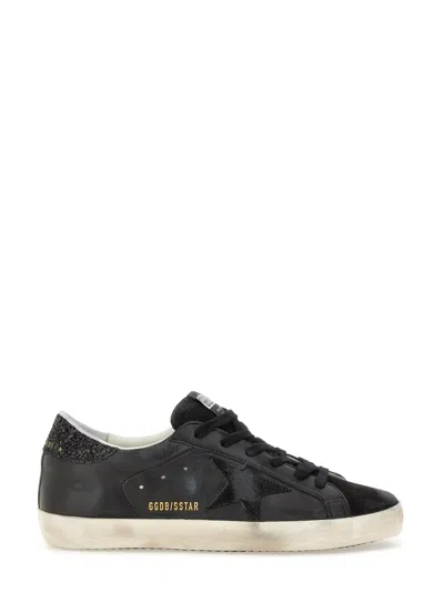 Golden Goose Super Star Leather Sneakers In Black