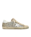 Golden Goose Super-star Classic With List Glitter Upper Suede Toe And Tongue Leather Star And Heel S In Nude