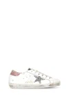 Golden Goose Super Star Leather Upper Glitter Star Cocco Printed Heel Shoes In White
