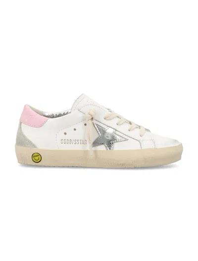 Golden Goose Kids' Super-star Classic Sneakers In White/silver