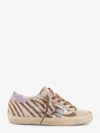 Golden Goose Super-star Zebra Horsy Upper Suede Toe And Heel Laminated Star Sneakers Multicolor In Gold