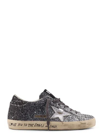Golden Goose Super-star Classic With List Low-top Sneakers With Sequins In Gray