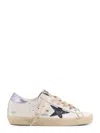 Golden Goose Super Star Leather Upper And Toe Glitter Star Laminated Heel In Neutral