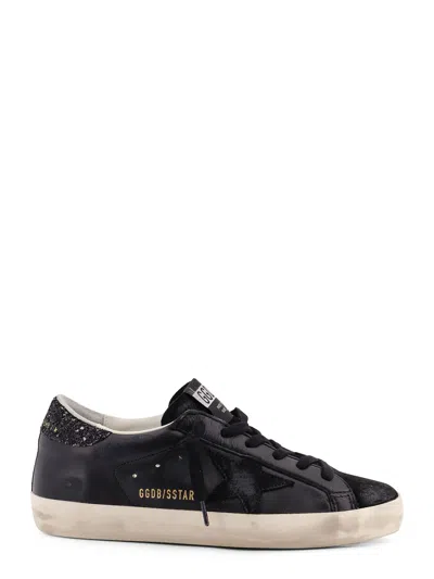 Golden Goose Super-star Classic With List Low-top Sneakers With Suede Inserts And Glittered Detail In Black