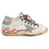 Golden Goose Super Star Crack-effect Low-top Sneakers In White Leather In Multi