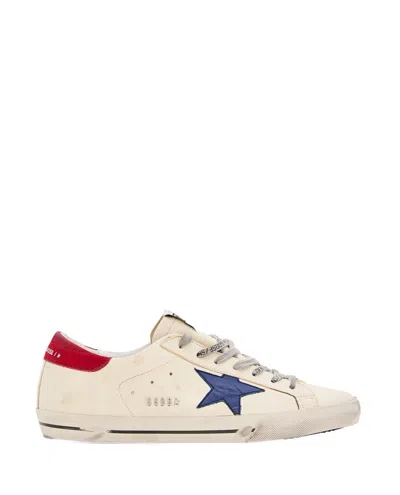 Golden Goose Super-star Cream Sneakers With Blue Star In Multi