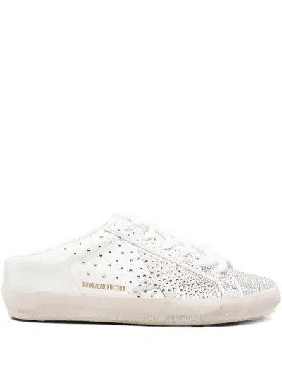Golden Goose Super-star Crystal-embellished Sneakers In White