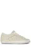 Golden Goose Super Star Distressed Beige Suede Low-top Sneakers In Green