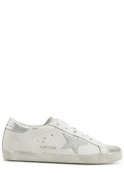 Golden Goose Super-star Distressed Leather Sneakers In White