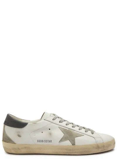 Golden Goose Super Star Distressed Leather Sneakers In White