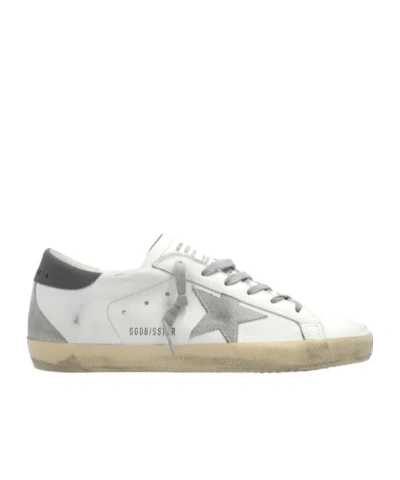 Golden Goose Super-star Distressed Leather Sneakers In White