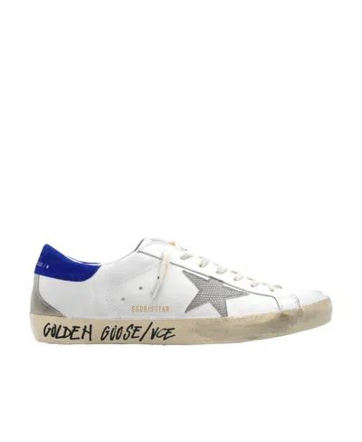Golden Goose Super-star Distressed Leather Sneakers In White