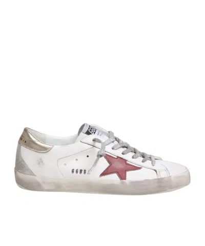 Golden Goose Super-star Distressed Leather Sneakers In White