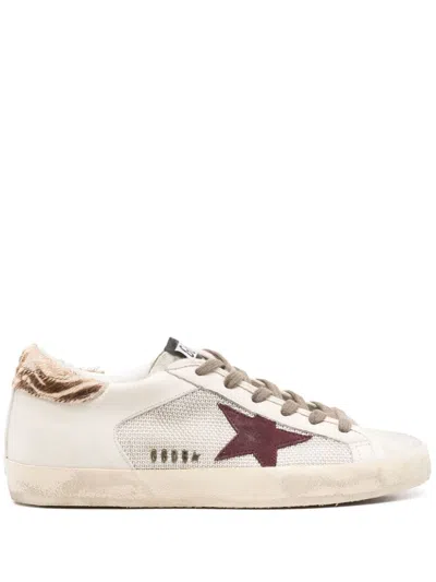 Golden Goose Super-star Distressed Sneakers In Neutrals