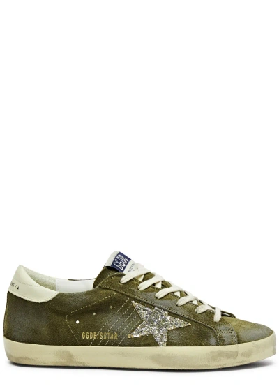 Golden Goose V-star 2 Leather-trimmed Suede Sneakers In Khaki