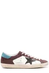 Golden Goose Super Star Double Quarter Leather Sneakers In White/red Wine/black/teal