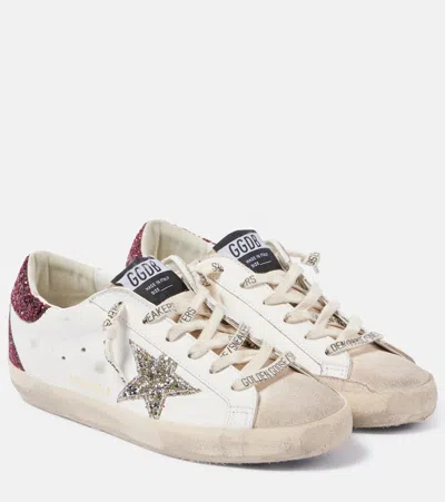 Golden Goose Super-star Embellished Leather Sneakers In Red