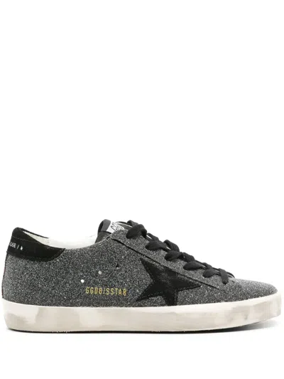 Golden Goose Super-star Crystal-embellished Sneakers In Black