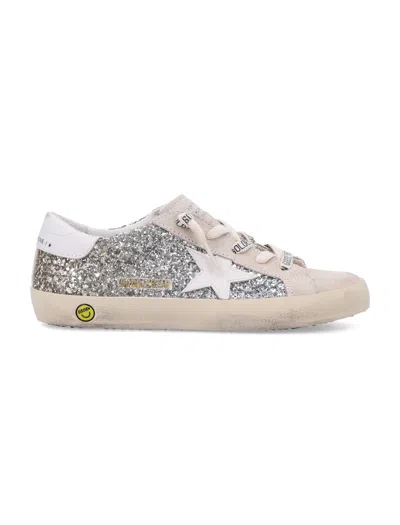 Golden Goose Girls Silver Kids Super Star Glitter Woven Trainers