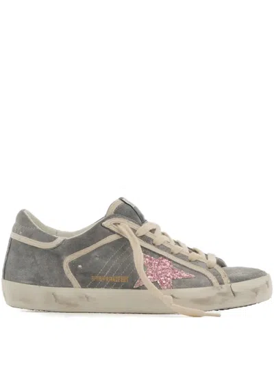 Golden Goose Super Star Glitter-detail Sneakers In Gray