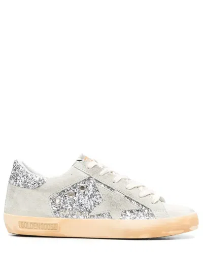 Golden Goose Super-star Glitter-detail Sneakers In Nude