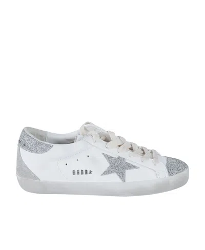 Golden Goose Super-star Glitter-embellished Sneakers In White