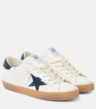 Golden Goose Super-star Glitter Leather Sneakers In White