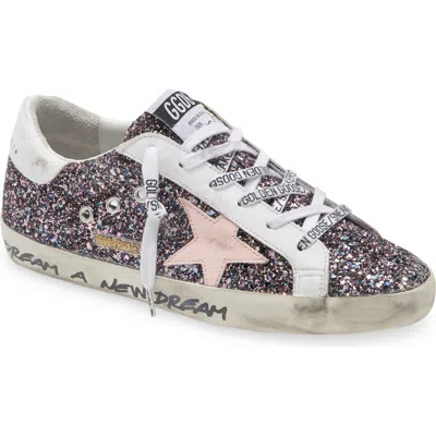 Golden Goose Super-star Glitter Sneaker In Grey Pink/white Pink