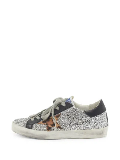 Pre-owned Golden Goose Super Star Glitter Sneakers In Silver