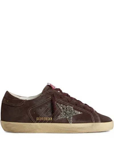 Golden Goose Super Star Glitter-star Embellished Sneakers In Brown