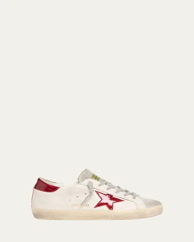 Golden Goose Super Star Glitter Suede Low-top Sneakers In White