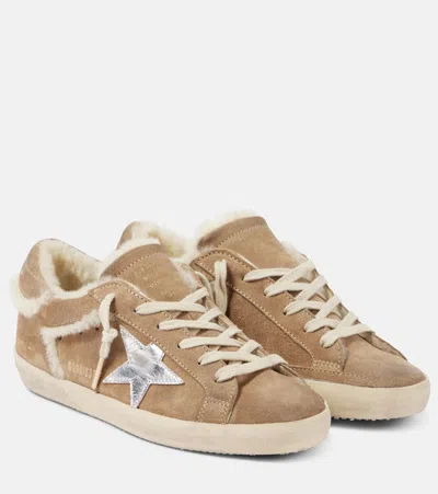 Golden Goose Super-star Glitter Suede Sneakers In Brown