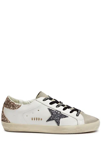 GOLDEN GOOSE GOLDEN GOOSE SUPER-STAR GLITTERED LEATHER SNEAKERS