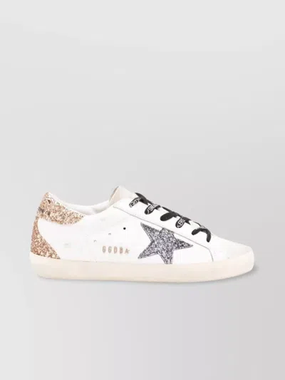 Golden Goose Super-star Glittered Sneakers In White