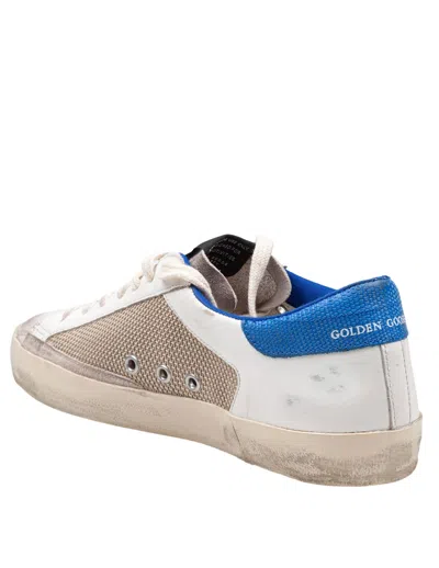 Golden Goose Super Star In Suede And Fabric White And Bluette Color In White/blue