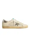 Golden Goose Super-star In White Leather And Suede With Silver And Gold Leather Star In Neutral