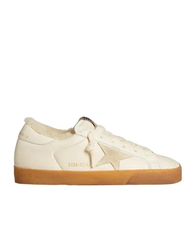 Golden Goose Super-star In White Nappa With Suede Star And Shearling Lining
