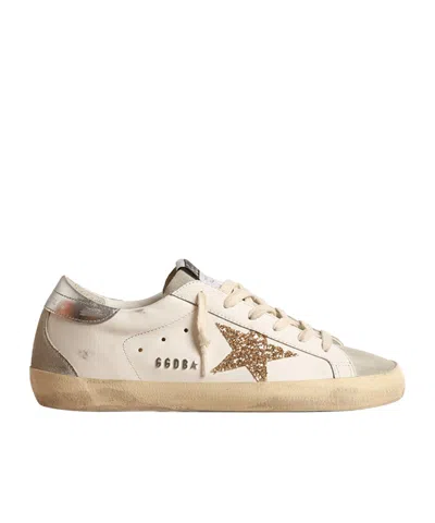 Golden Goose Super-star Lace-up Low-cut Sneakers In White_ice_gold_silver