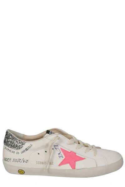 Golden Goose Kids' Super-star Lace-up Sneakers In Bianco