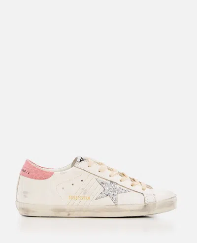 Golden Goose Super Star Leather And Glitter Sneakers In White