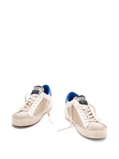 Golden Goose Super Star Leather And Net Upper With Signature Suede Toe Lizard Printed Leather Heel L In White