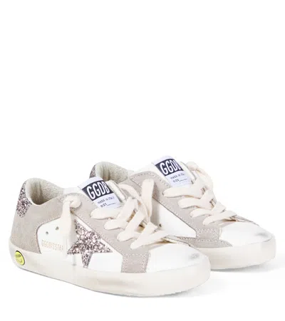 Golden Goose Kids' Super-star Leather And Suede Sneakers In White