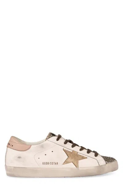 Golden Goose Women's White/platinum Super Star Trainer With Glitter Sneaker | Size 38 | Gwf00102f006236